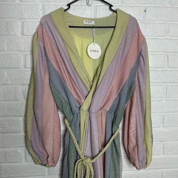 NWT Storia Rainbow Pastel Long Sleeve Pants Jumpsuit size Medium - Picture 3 of 7